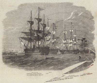 HM divisieschepen van de kanonneerbootflotilla, voor anker bij Ryde door Edwin Weedon