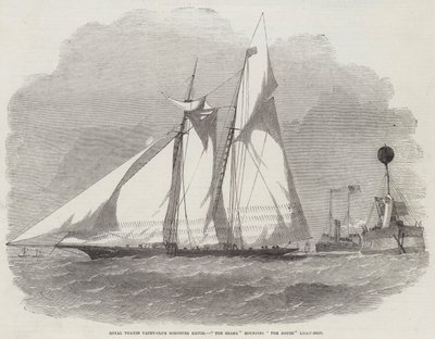 Royal Thames Yacht-Club Schooner Match, De Haai rond de Mouse Light-Ship door Edwin Weedon