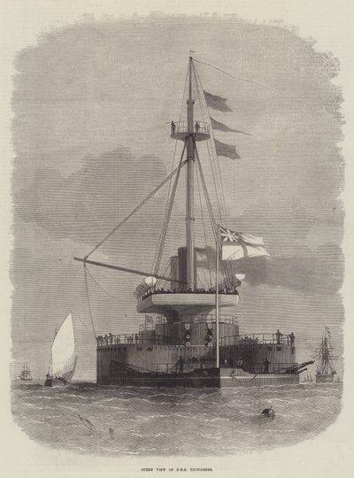 Achteraanzicht van HMS Thunderer door Edwin Weedon