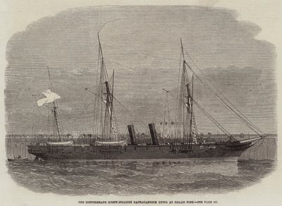 De Zuidelijke schroefstoomboot Rappahannock aan de pier van Calais door Edwin Weedon