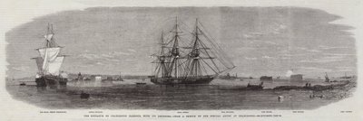De ingang van de haven van Charleston, met zijn verdedigingswerken door Edwin Weedon