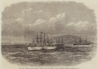 De Great Eastern verlaat Portland Harbour met de Britse Indische Onderzeese Telegraafkabel door Edwin Weedon