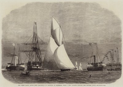 De Oceaanjachtwedstrijd van Gravesend naar Harwich, op zaterdag 4 juni, de Volante wint de Prijs voor Cutters door Edwin Weedon