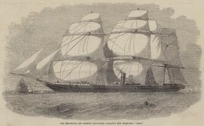 Het nieuwe stoomschip Pera van de Peninsular and Oriental Navigation Company door Edwin Weedon