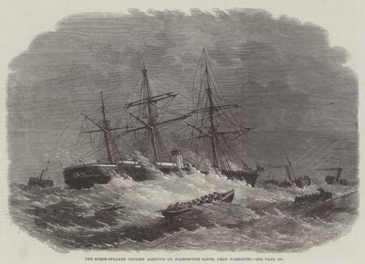 De schroefstoomboot Ontario gestrand op Hasborough Sands, nabij Yarmouth door Edwin Weedon