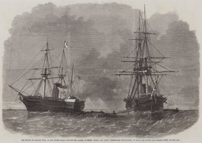 De Inbeslagname door Kapitein Wilks, van het Amerikaanse Oorlogsschip San Jacinto, van de Heren Slidell en Mason, Geconfedereerde Commissarissen, aan Boord van de Britse Poststoomboot Trent door Edwin Weedon