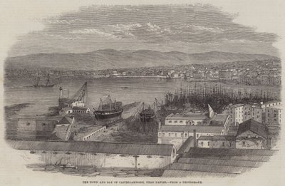 De stad en baai van Castellammare, nabij Napels door Edwin Weedon