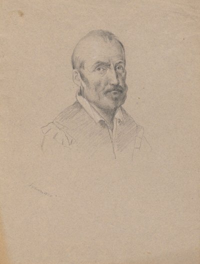 Portret van een man, schets voor Ondertekening van het verdrag in de hut van de Mayflower door Edwin White
