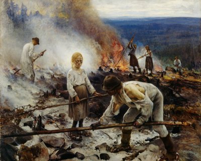 Onder het juk het branden van het kreupelhout door Eero Järnefelt