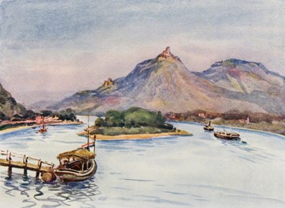 De Rijn: De Drachenfels en Nonnenwerth vanaf Rolandseck door Effie Jardine