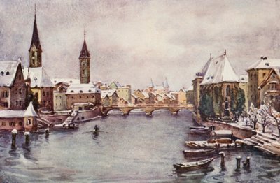 De Rijn: De Rivier bij Zürich, Winter door Effie Jardine