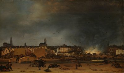 De explosie van het kruitmagazijn in Delft, 12 oktober 1654 door Egbert Lievensz. van der Poel