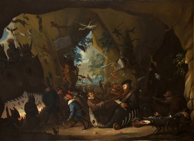 Calvijn in de hel door Egbert van Heemskerk the Younger