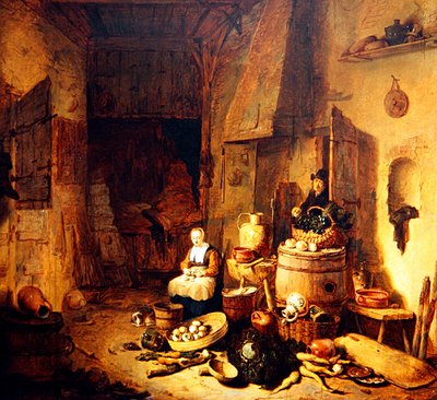 Een Keukeninterieur met een Dienstmeid door Egbert van der Poel