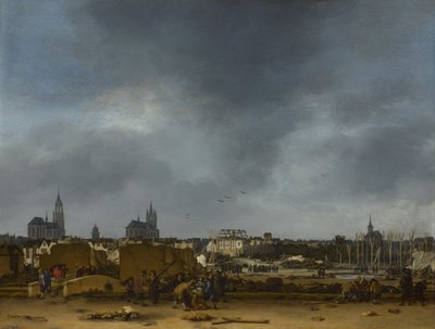 Gezicht op Delft na de explosie van 1654 door Egbert van der Poel