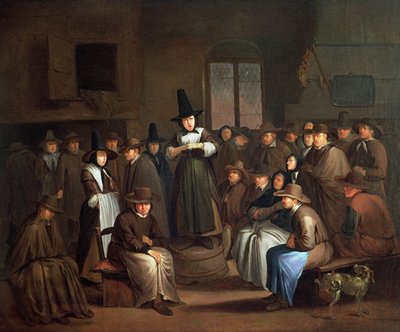 Een Quakers Bijeenkomst door Egbert van the Elder Heemskerk