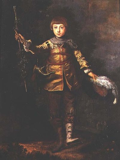 Portret van een jonge jongen die danst in een bos door Eglon Hendrick van der (attr. to) Neer