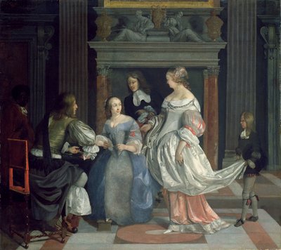 Een Interieur met Dames en Heren aan het Kaarten, midden jaren 1660 door Eglon Hendrick van der Neer