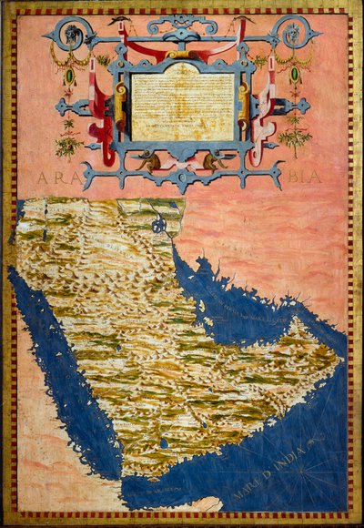 Kaart van Arabië gemaakt door Egnazio Danti (1536-1586) rond 1567 Schilderij van kabinetten in de kamer van geografische kaarten. Palazzo Vecchio, Sala del Mappamondo Florence door Egnazio Danti
