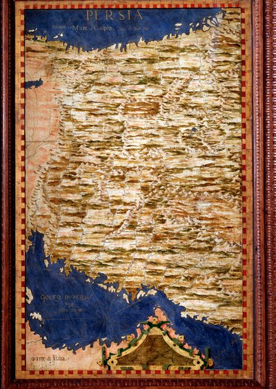 Perzië (Iran) Kaart gemaakt door Egnazio Danti (1536-1586) wiskundige, kosmograaf en Italiaanse architect. Rond 1567. Florence, Palazzo Vecchio, Sala del Mappamondo door Egnazio Danti