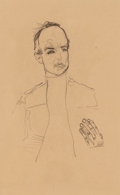 2022 NYR 20682 0724 001(egon schiele zittend jongen met gevouwen handen portretstudie dr oska011034) door Egon Schiele