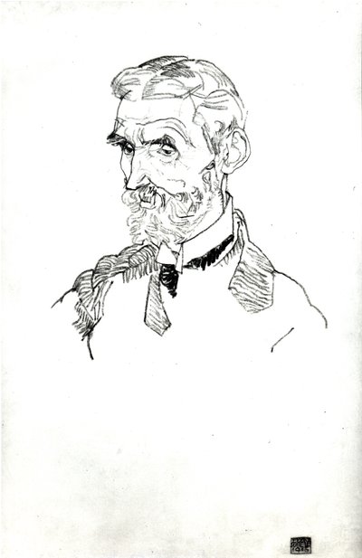 Een portret van de schoonvader van de kunstenaar, Johann Harms, 1915 door Egon Schiele
