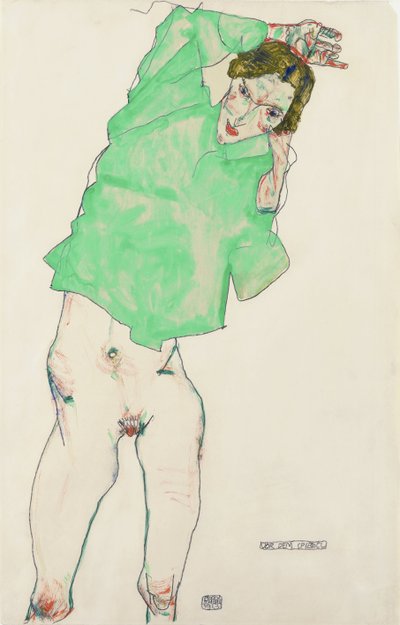 Voor de spiegel door Egon Schiele