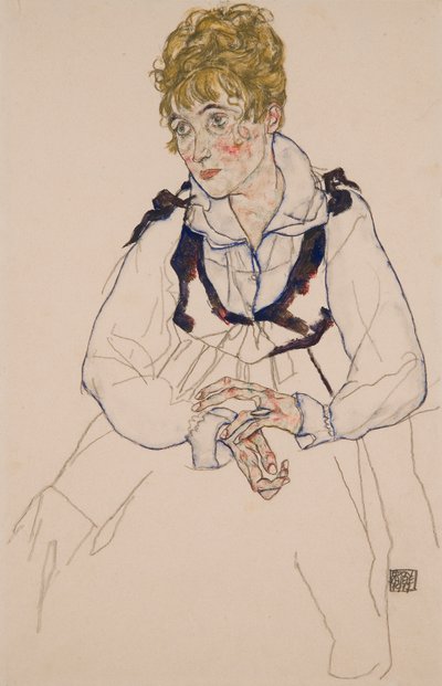 De vrouw van de kunstenaar, zittend door Egon Schiele