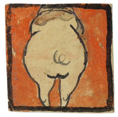 Entwurf für eine Wanddekoration im Atelier Wattmanngasse (Schwein von hinten?) door Egon Schiele