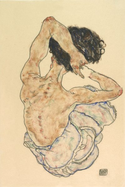 Vrouwelijke rugact, 1917 door Egon Schiele