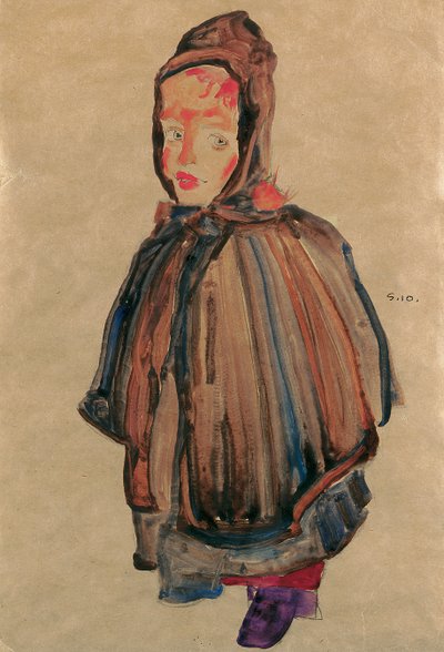 Meisje met kap, 1910 door Egon Schiele