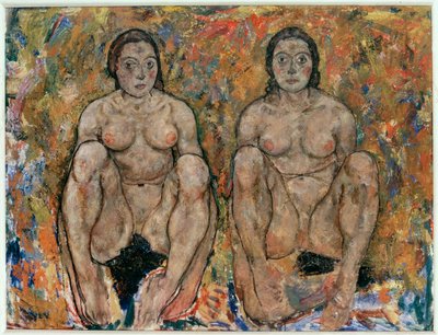 Kauernde Frauen (olieverf en gouache) door Egon Schiele