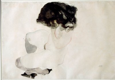 Naakte hurkende door Egon Schiele