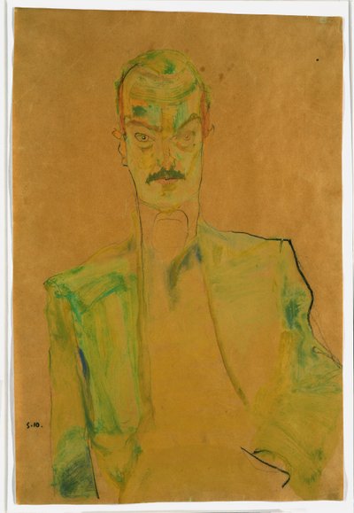 Naakt op gekleurde stof, 1911 door Egon Schiele