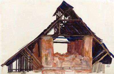 Oude gevel door Egon Schiele