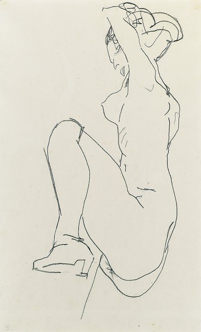 Liggend vrouwelijk naakt, 1913 door Egon Schiele