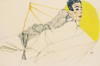 Liggende Jongen Erich Lederer, 1913 door Egon Schiele