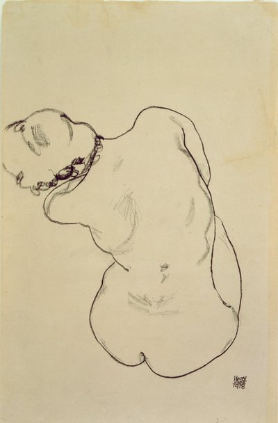 Liggende Naakt - Achteraanzicht door Egon Schiele