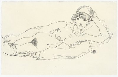 Liegende Naakt door Egon Schiele