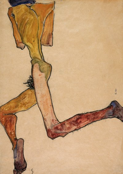 Liggende naakte man, 1910 door Egon Schiele