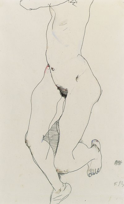Rennende vrouw door Egon Schiele