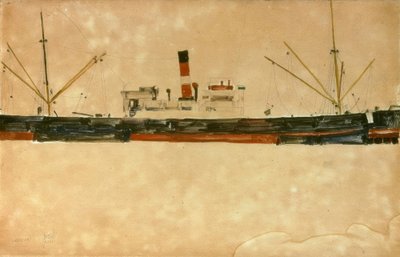 Schepen in de Haven van Triëst door Egon Schiele
