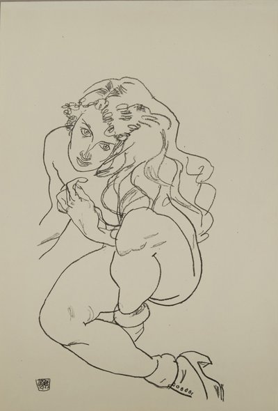 Zittende Naakt, 1917 door Egon Schiele
