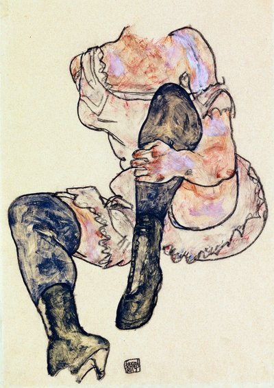 Zittende Vrouw met Gebogen Linkerbeen (Torso) door Egon Schiele