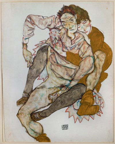 Zittend paar door Egon Schiele