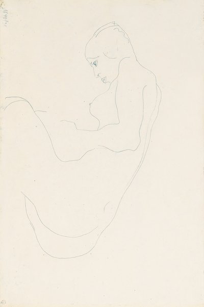 Zittend naakt door Egon Schiele