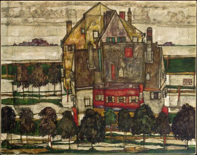 Enkele Huizen (Huizen met Bergen) door Egon Schiele