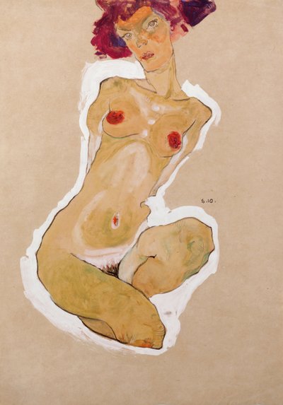 Hurkende vrouwelijke naakt door Egon Schiele