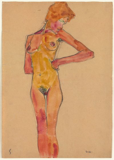Staande vrouwelijke naakt door Egon Schiele