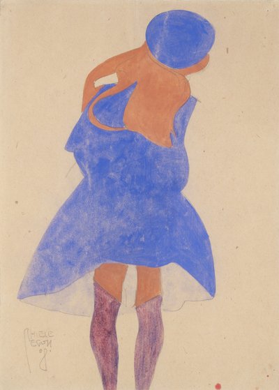 Staand meisje, rugaanzicht door Egon Schiele